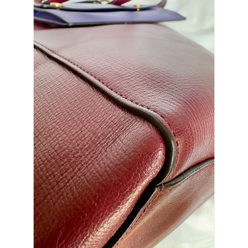 Mulberry Maple Goatskin Leather Tote Burgundy Purple Removable Pouch - Picture 6 of 15